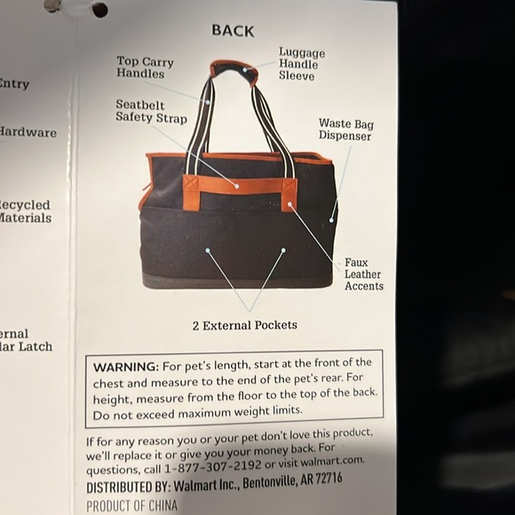 Vibrant Life Pet Tote Bag Carrier for Small Dogs & Cats 16 lbs  16” x 10” BNWT - Picture 14 of 15